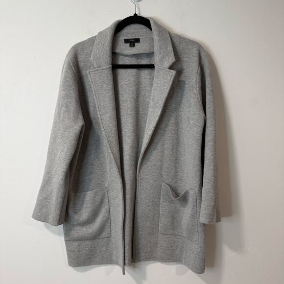 J. Crew Womens Sophie Open Front Sweater Blazer Cardigan Gray Medium Wool Cotton - Picture 1 of 8